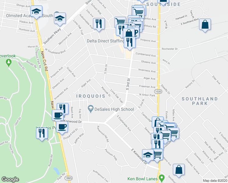 map of restaurants, bars, coffee shops, grocery stores, and more near 336 Arbor Avenue in Louisville