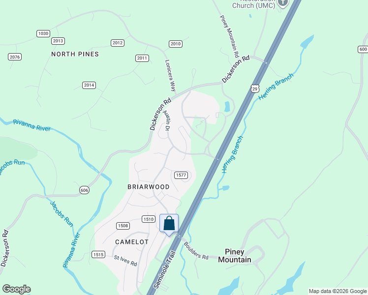 map of restaurants, bars, coffee shops, grocery stores, and more near 4688 Oriole Court in Charlottesville