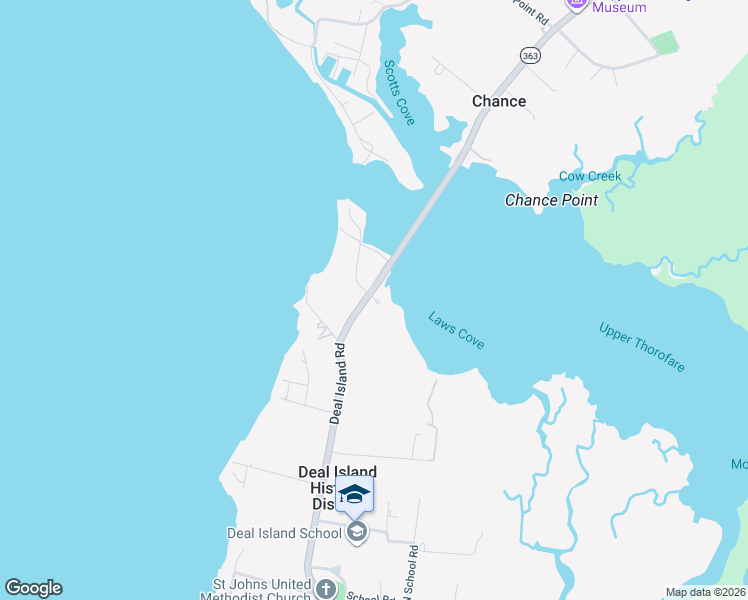 map of restaurants, bars, coffee shops, grocery stores, and more near 10273 Deal Island Road in Deal Island Historic District