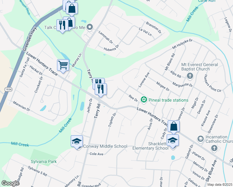 map of restaurants, bars, coffee shops, grocery stores, and more near 5505 Wilke Farm Avenue in Louisville