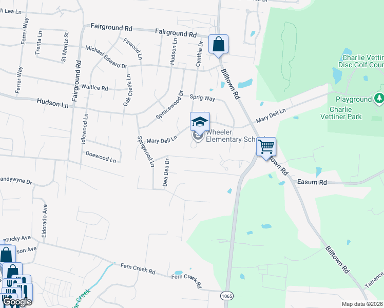 map of restaurants, bars, coffee shops, grocery stores, and more near 9817 Stanalouise Drive in Louisville
