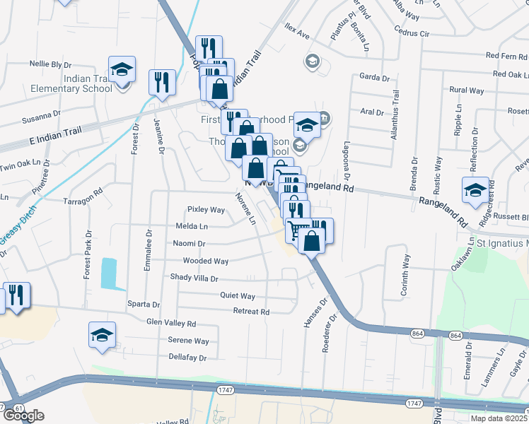 map of restaurants, bars, coffee shops, grocery stores, and more near 5006 Poplar Level Road in Louisville