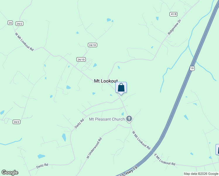 map of restaurants, bars, coffee shops, grocery stores, and more near 655 West Mount Lookout Road in Mount Lookout