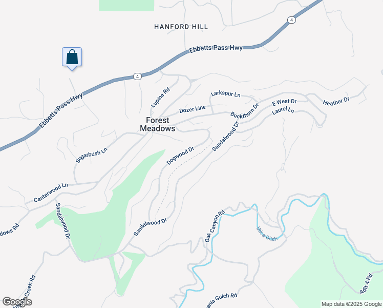 map of restaurants, bars, coffee shops, grocery stores, and more near 731 Dogwood Drive in Murphys