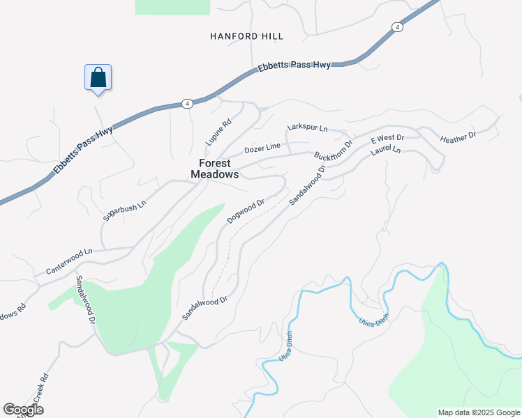 map of restaurants, bars, coffee shops, grocery stores, and more near 731 Dogwood Drive in Murphys