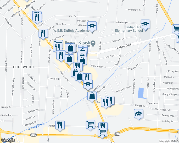 map of restaurants, bars, coffee shops, grocery stores, and more near 5801 Preston Highway in Louisville