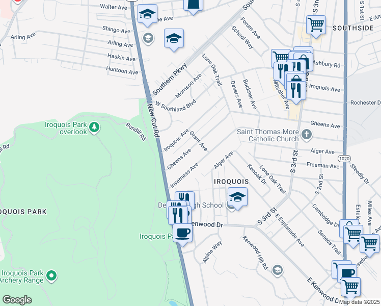 map of restaurants, bars, coffee shops, grocery stores, and more near 714 Gheens Avenue in Louisville