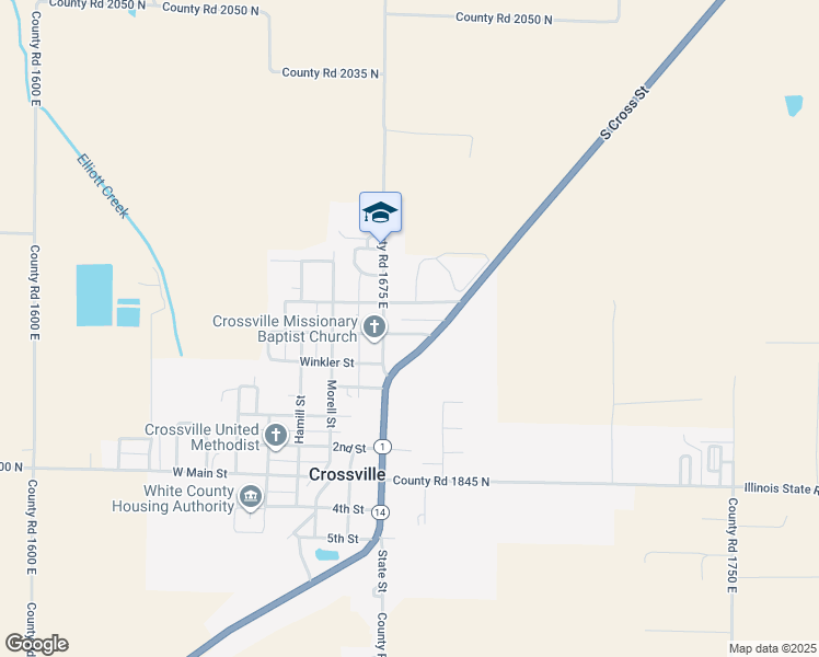 map of restaurants, bars, coffee shops, grocery stores, and more near 105 Rudolph Street in Crossville