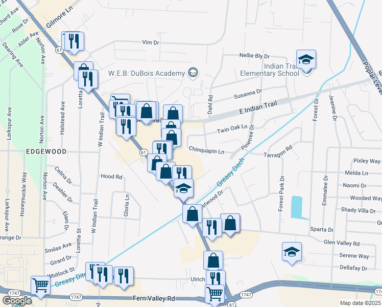map of restaurants, bars, coffee shops, grocery stores, and more near 5801 Preston Highway in Louisville