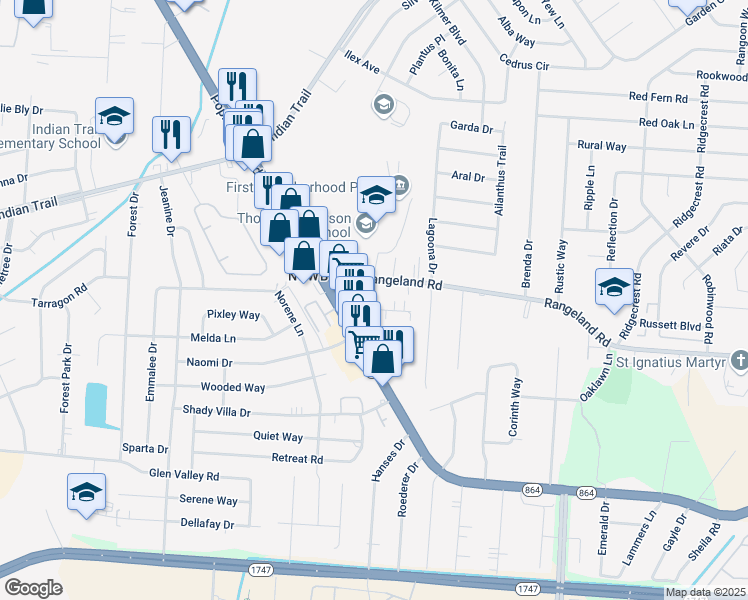 map of restaurants, bars, coffee shops, grocery stores, and more near 5015 Poplar Level Road in Louisville