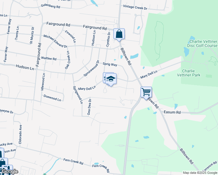 map of restaurants, bars, coffee shops, grocery stores, and more near 5700 Cynthia Drive in Louisville