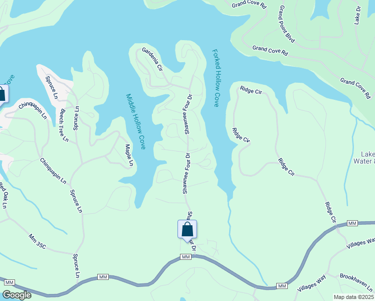 map of restaurants, bars, coffee shops, grocery stores, and more near Shawnee Four Drive in Sunrise Beach