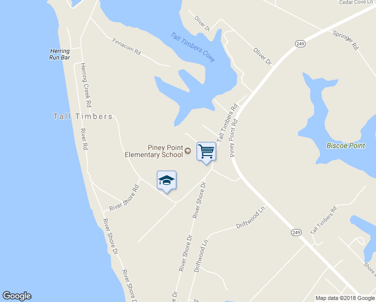 map of restaurants, bars, coffee shops, grocery stores, and more near 44550 Tall Timbers Rd in St Mary's