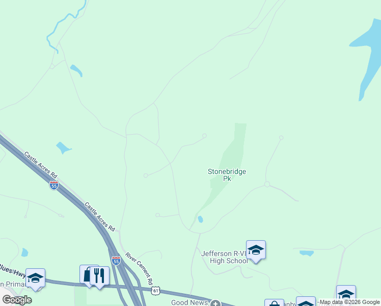 map of restaurants, bars, coffee shops, grocery stores, and more near 1013 Carriage House Drive in Festus