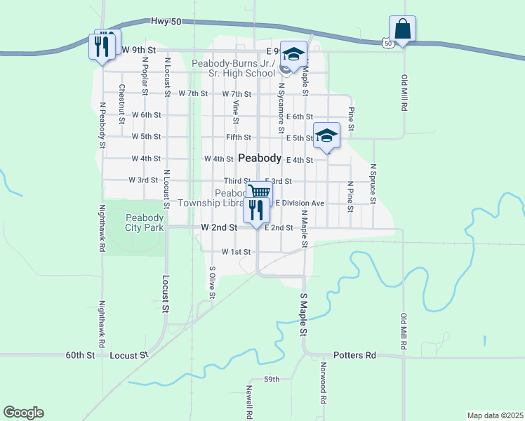 map of restaurants, bars, coffee shops, grocery stores, and more near 212 North Walnut Street in Peabody