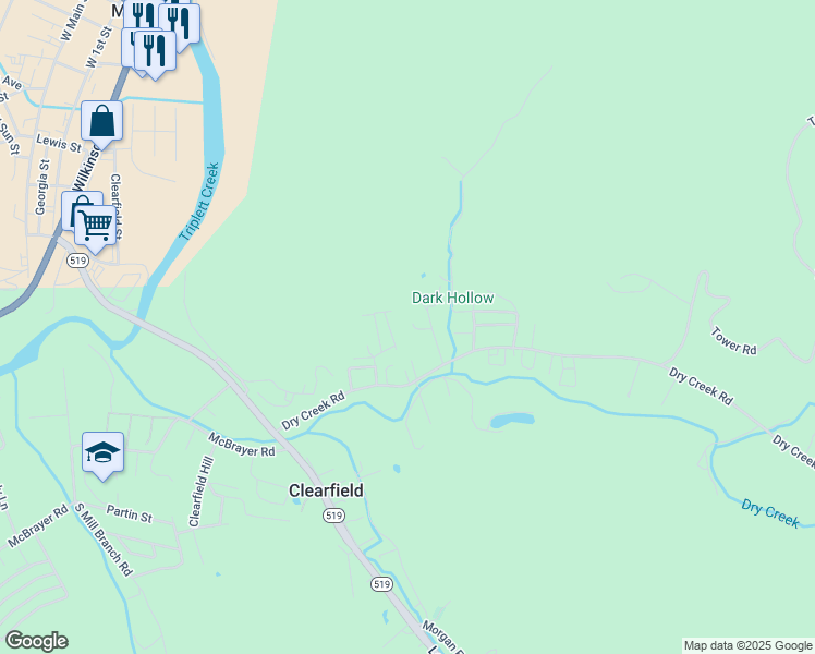 map of restaurants, bars, coffee shops, grocery stores, and more near 87 Sharon Drive in Clearfield