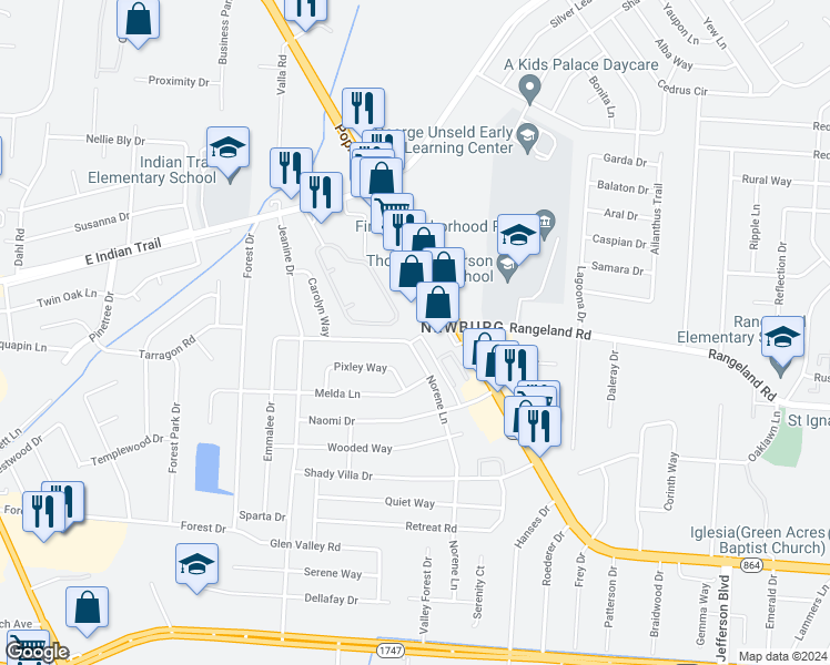 map of restaurants, bars, coffee shops, grocery stores, and more near 4944 Poplar Level Road in Louisville