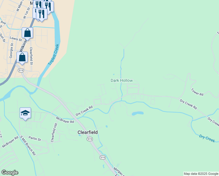 map of restaurants, bars, coffee shops, grocery stores, and more near 87 Sharon Drive in Clearfield