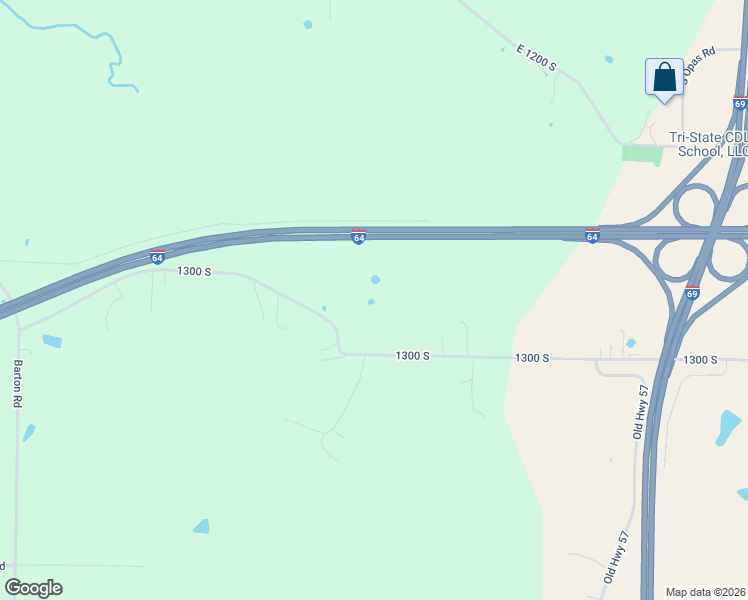 map of restaurants, bars, coffee shops, grocery stores, and more near 4553 1300 South in Evansville