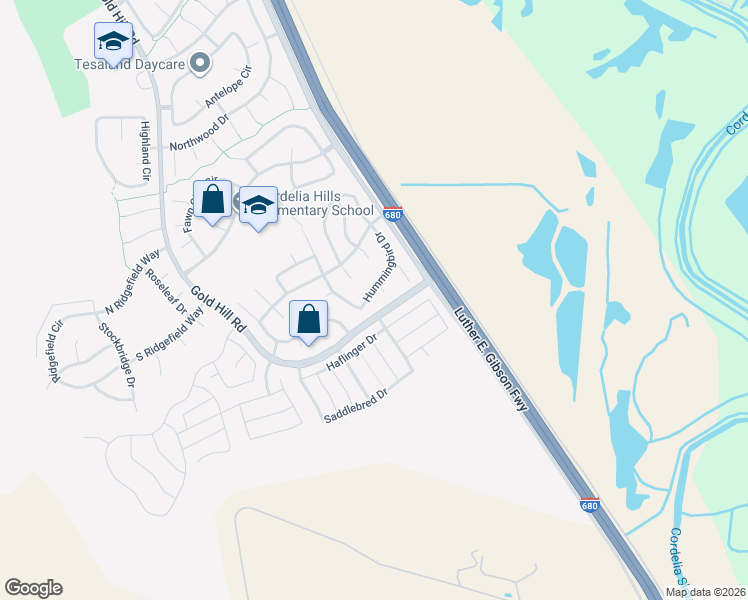 map of restaurants, bars, coffee shops, grocery stores, and more near 4755 Hummingbird Drive in Fairfield