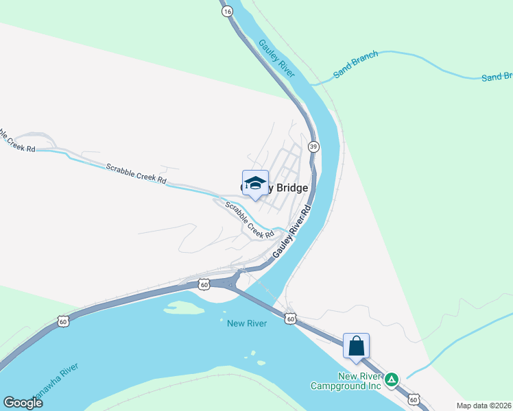 map of restaurants, bars, coffee shops, grocery stores, and more near 140 Walnut Street in Gauley Bridge