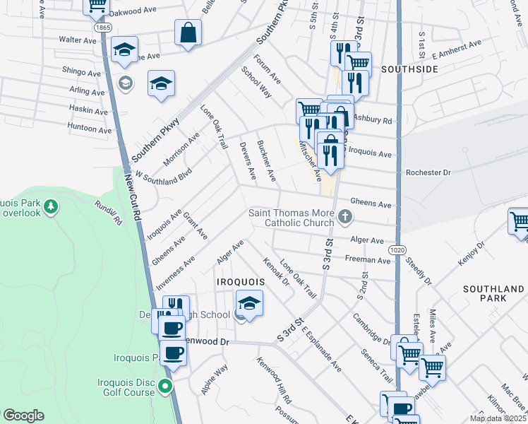 map of restaurants, bars, coffee shops, grocery stores, and more near 508 Inverness Avenue in Louisville