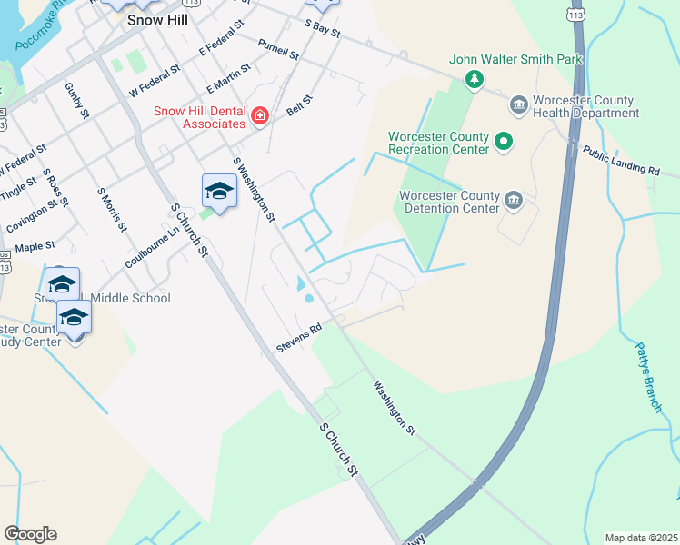 map of restaurants, bars, coffee shops, grocery stores, and more near 266 South Washington Street in Snow Hill