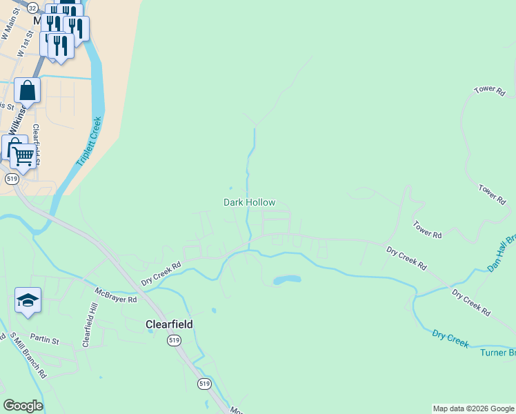 map of restaurants, bars, coffee shops, grocery stores, and more near 145 Barber Road in Clearfield