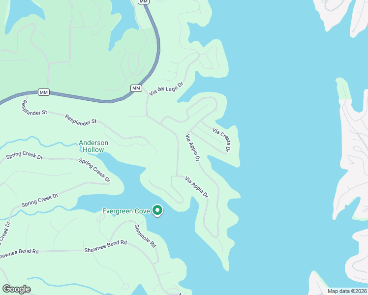 map of restaurants, bars, coffee shops, grocery stores, and more near 1281 Via Appia Drive in Sunrise Beach