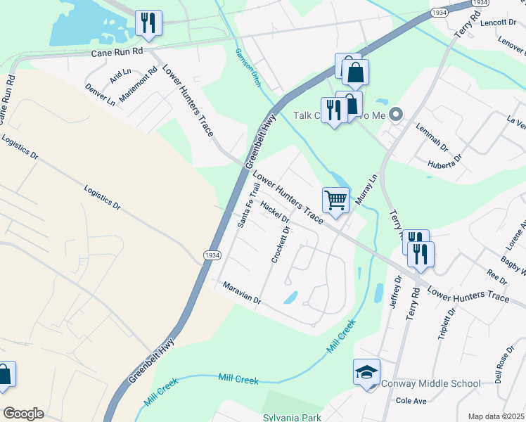 map of restaurants, bars, coffee shops, grocery stores, and more near 6505 Glo Jean Way in Louisville
