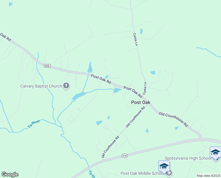 map of restaurants, bars, coffee shops, grocery stores, and more near 9626 Post Oak Road in Spotsylvania Courthouse