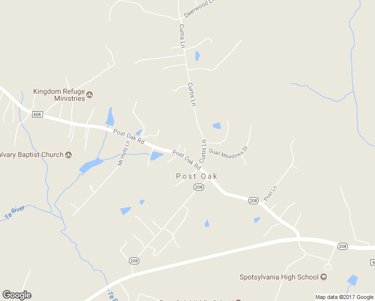 map of restaurants, bars, coffee shops, grocery stores, and more near 9523 Post Oak Road in Spotsylvania