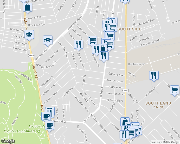 map of restaurants, bars, coffee shops, grocery stores, and more near 330 Gheens Avenue in Louisville