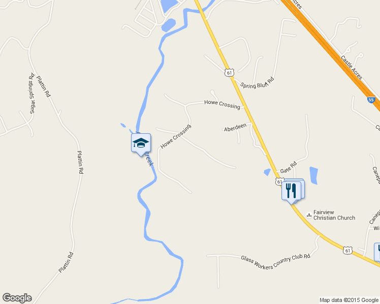 map of restaurants, bars, coffee shops, grocery stores, and more near 14 Howe Crossing in Festus