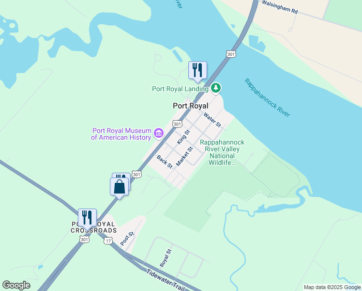 map of restaurants, bars, coffee shops, grocery stores, and more near 419 King Street in Port Royal