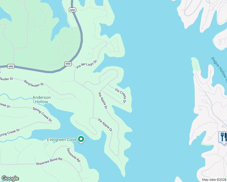 map of restaurants, bars, coffee shops, grocery stores, and more near Qunta Grande Drive in Sunrise Beach