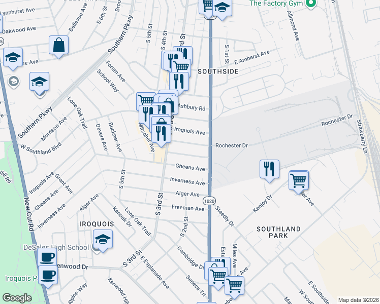 map of restaurants, bars, coffee shops, grocery stores, and more near 223 Cumberland Avenue in Louisville