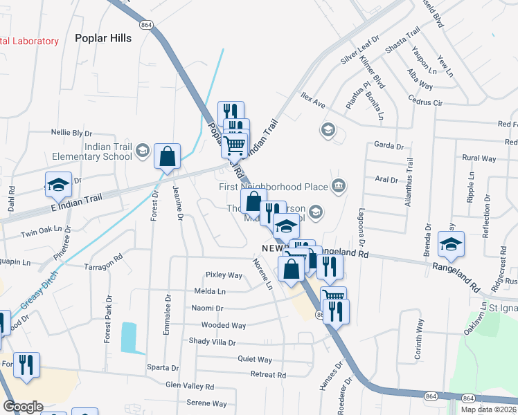 map of restaurants, bars, coffee shops, grocery stores, and more near 4944 Poplar Level Road in Louisville