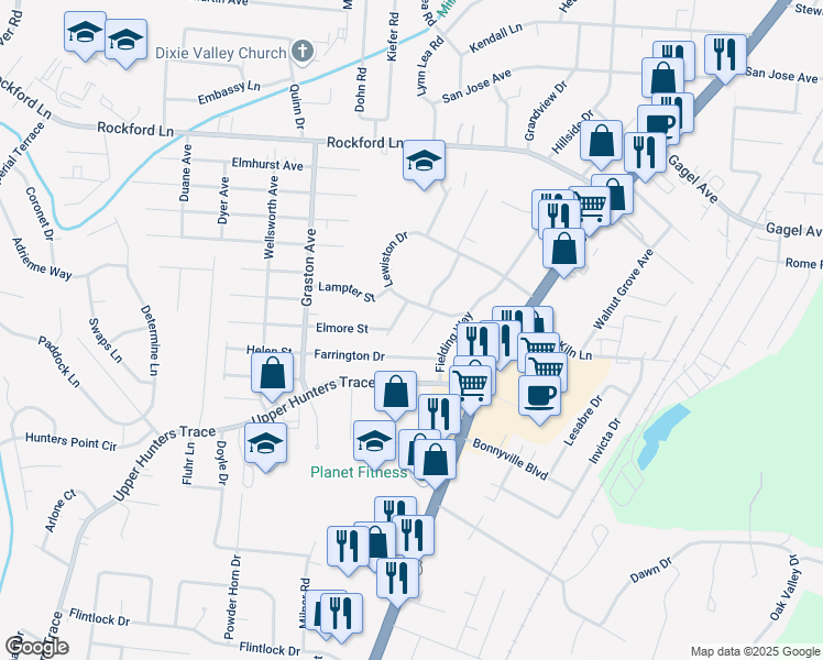 map of restaurants, bars, coffee shops, grocery stores, and more near 4924 Pentose Avenue in Louisville
