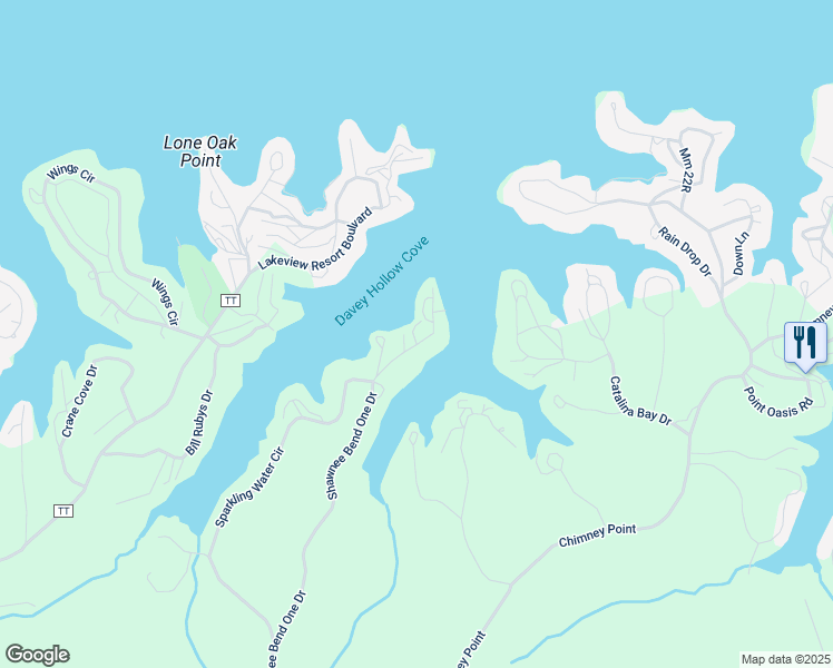 map of restaurants, bars, coffee shops, grocery stores, and more near 915 Shawnee Bend One in Sunrise Beach