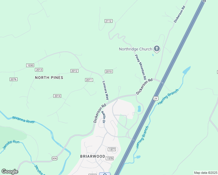 map of restaurants, bars, coffee shops, grocery stores, and more near Lonicera Way in Albemarle County