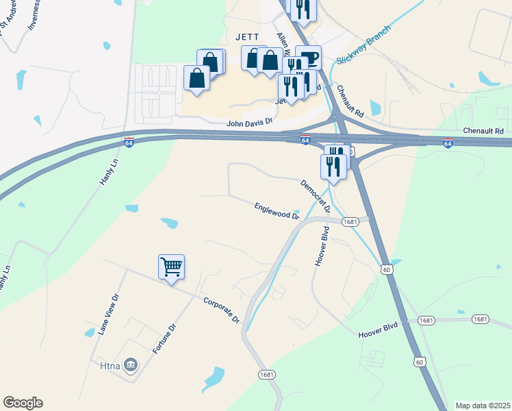 map of restaurants, bars, coffee shops, grocery stores, and more near 400 Englewood Drive in Frankfort
