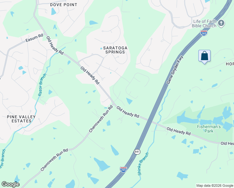 map of restaurants, bars, coffee shops, grocery stores, and more near 5005 Old Heady Rd in Jeffersontown