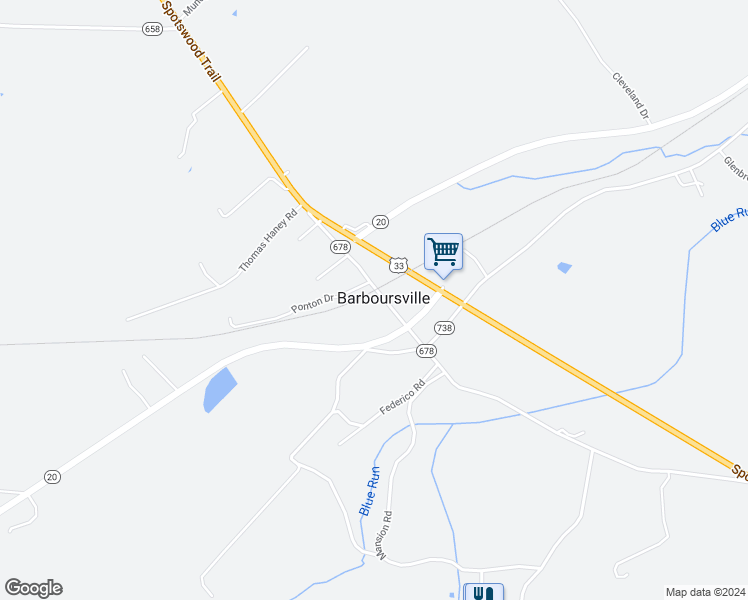 map of restaurants, bars, coffee shops, grocery stores, and more near in Barboursville