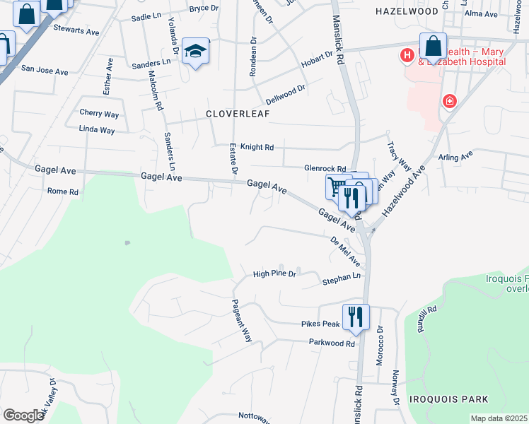 map of restaurants, bars, coffee shops, grocery stores, and more near 806 Gagel Avenue in Louisville