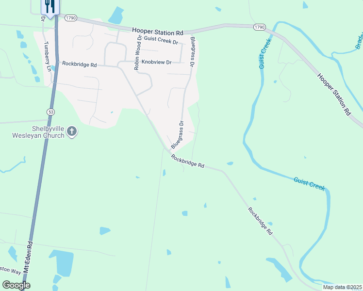 map of restaurants, bars, coffee shops, grocery stores, and more near 3281 Bluegrass Drive in Shelbyville