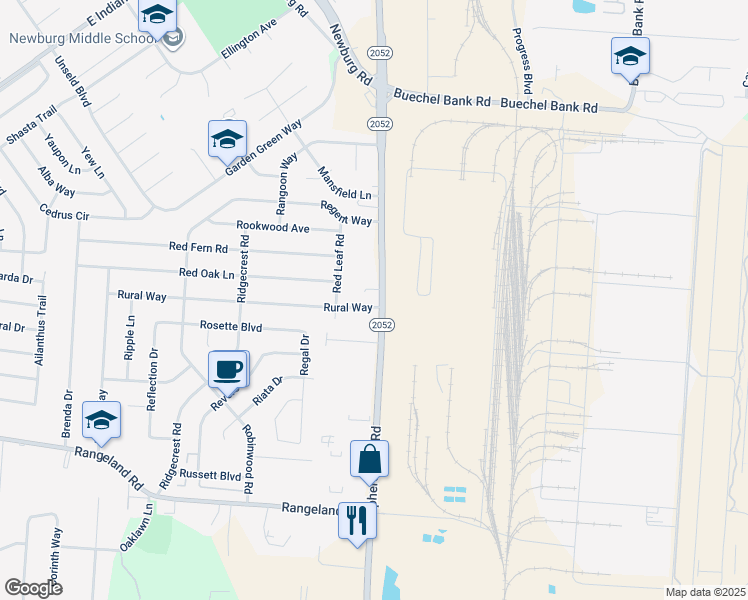 map of restaurants, bars, coffee shops, grocery stores, and more near 5374 Shepherdsville Rd in Louisville
