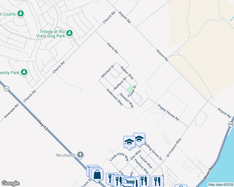 map of restaurants, bars, coffee shops, grocery stores, and more near 463 Gordon Street in Rio Vista