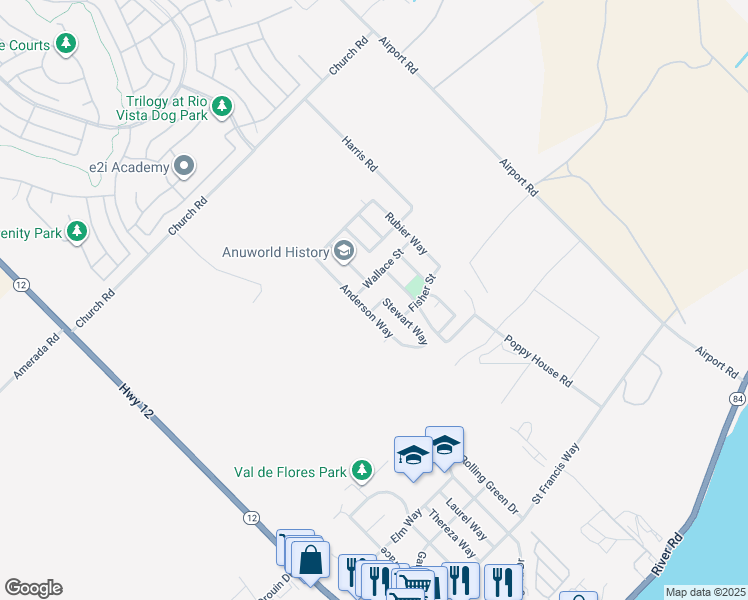 map of restaurants, bars, coffee shops, grocery stores, and more near 463 Gordon Street in Rio Vista