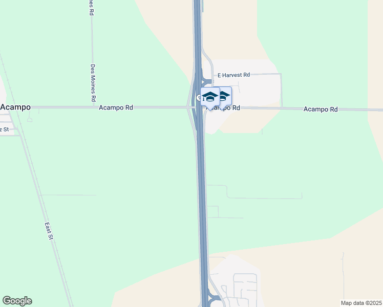 map of restaurants, bars, coffee shops, grocery stores, and more near 20707 California 99 in Acampo